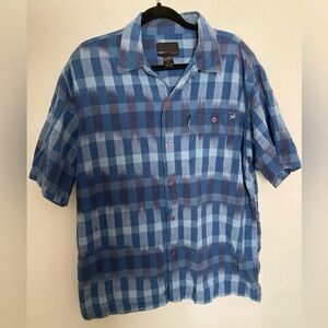 Fubu The Collection Fubu Circa
XC11 Mens XL Blue Plaid Short sleeved Top Polo
